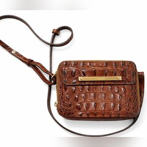 ✨ Brahmin Croc-Embossed Leather Crossbody | Brown | Zip Organizer ✨